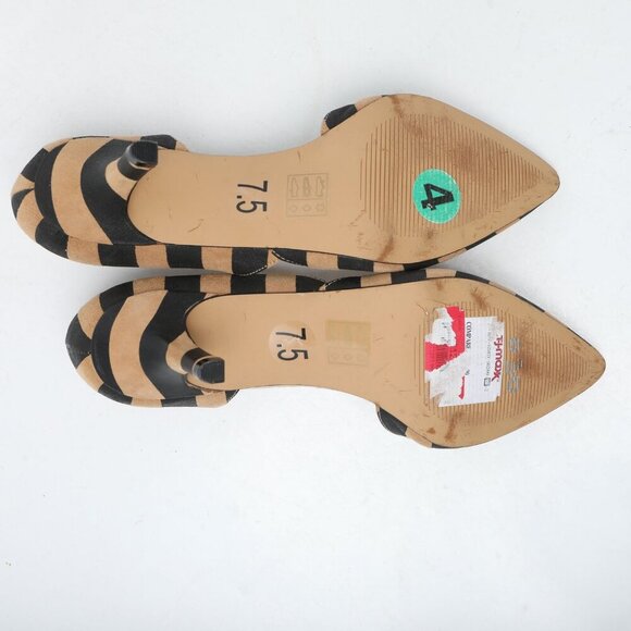 Sole Society JENN Striped Suede d'Orsay Pumps Point Toe Heels Shoes Back Tan 7.5 - Picture 5 of 10